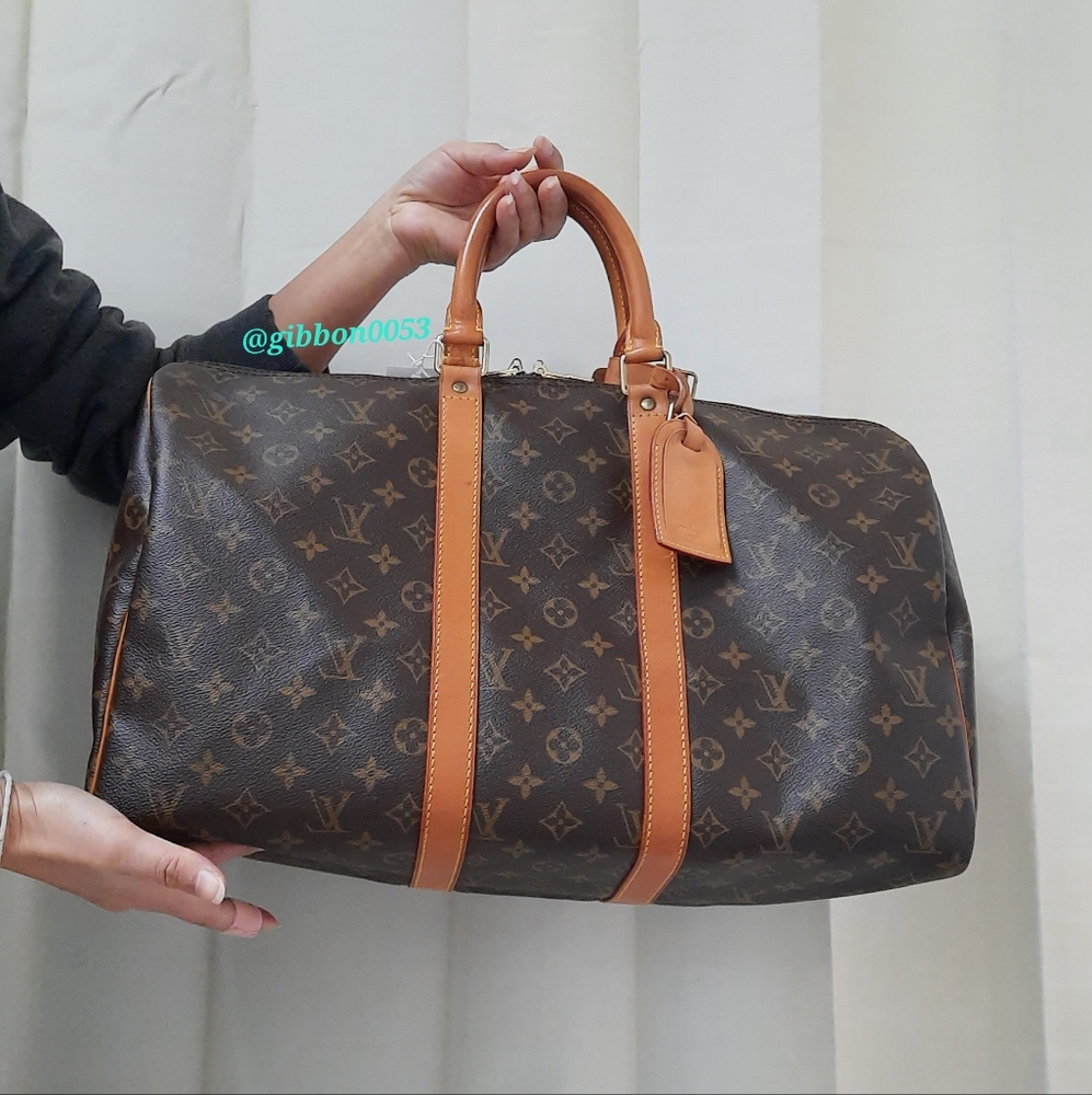Authentic Louis Vuitton Keepall45 monogram canvas travel duffel bag,ECU